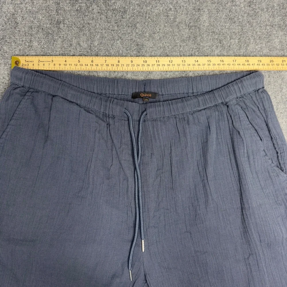 Quince Pants Womens XL Blue Indigo Organic Gauze Straight Leg Minimalist Coastal